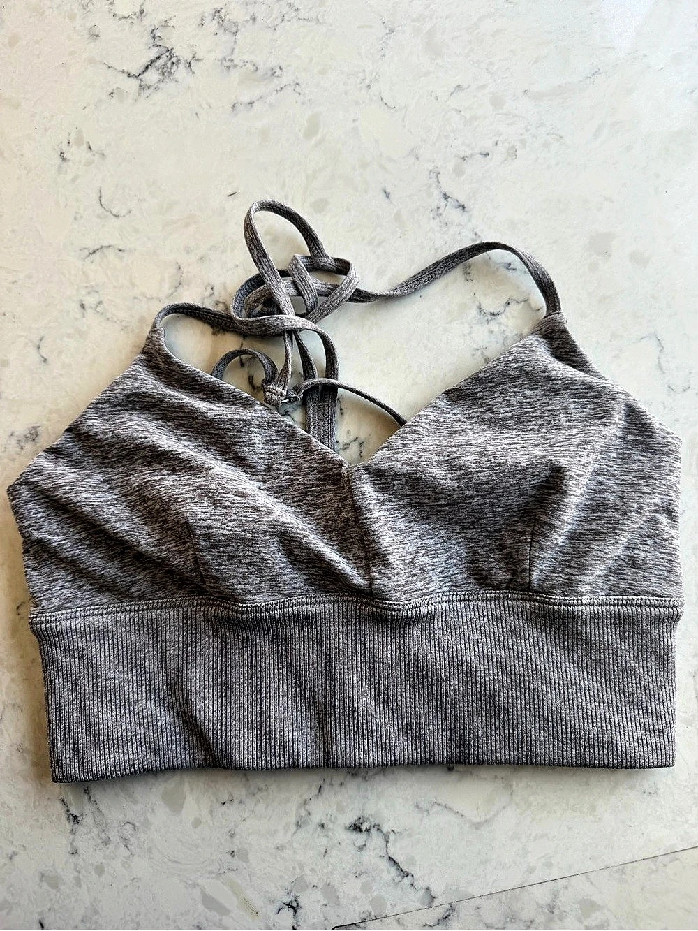 alo Ribbed Strappy Sports Bra in Brown Like New